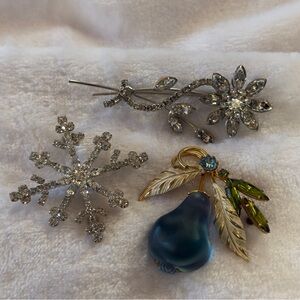 Lot of 3 Vintage Brooch Pin CZ Austria Glass